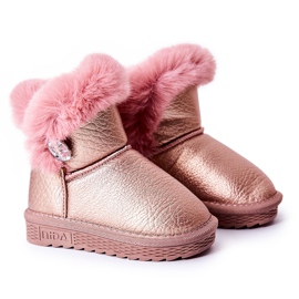 Warm Snow Boots With Fur Pink Bessie