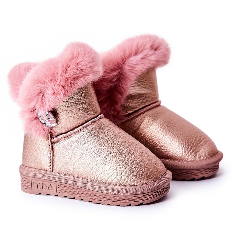 Warm Snow Boots With Fur Pink Bessie