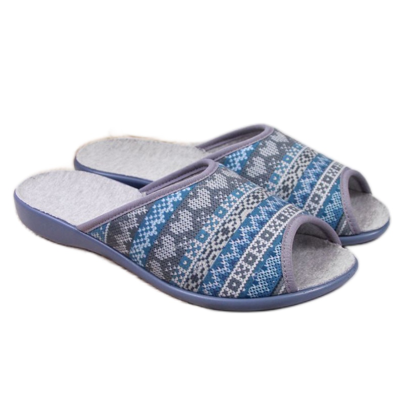 Home slippers Befado W BEF17E gray and blue grey