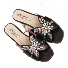 Black slippers with stones S. Bararski W OLI104