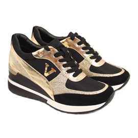 Wedge sneakers Vinceza W WM747B black and gold golden Wedge sneakers Vinceza W WM747B black and gold golden