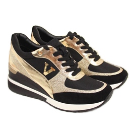 Wedge sneakers Vinceza W WM747B black and gold golden