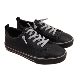 Low-top sneakers with eco leather Big Star Jr HH374038 black white