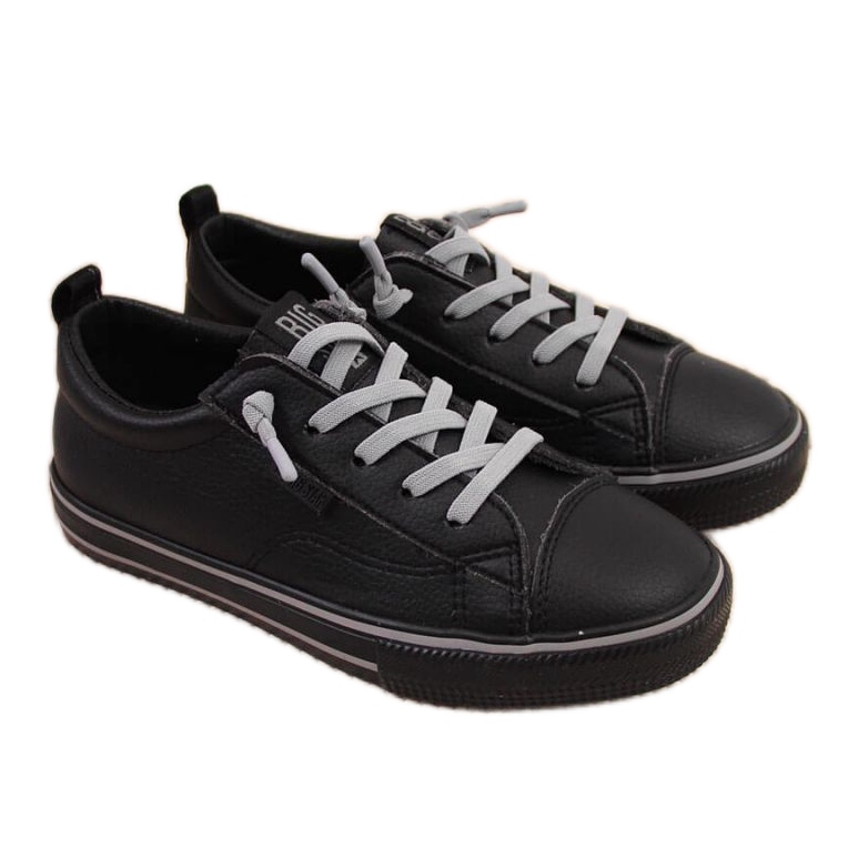 Low-top sneakers with eco leather Big Star Jr HH374038 black white