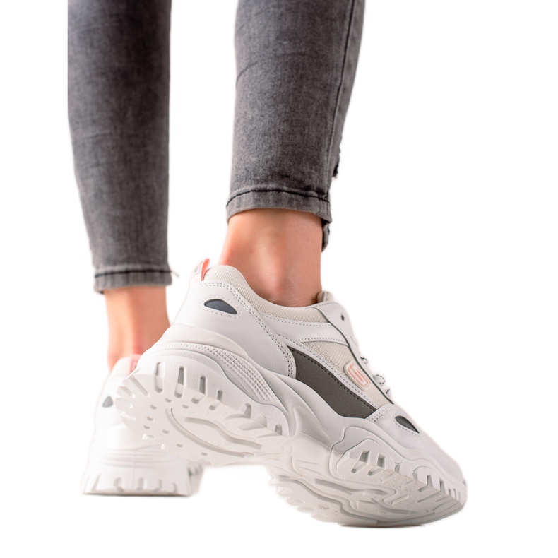 Evento White fashionable sneakers grey