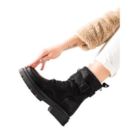 Super Mode Lace-up Boots With Buckle black