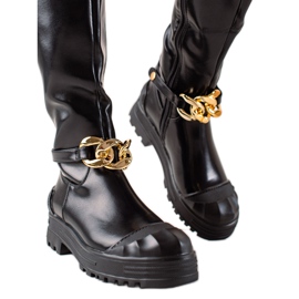 Diamantique Boots With Fashion Ornament black Diamantique Boots With Fashion Ornament black