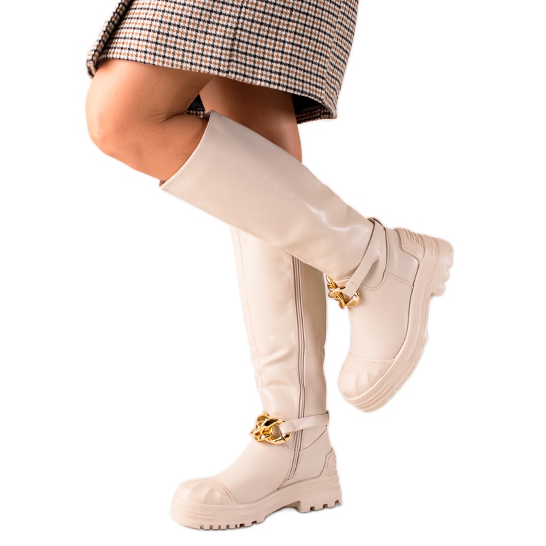 Diamantique Boots With Fashion Ornament beige