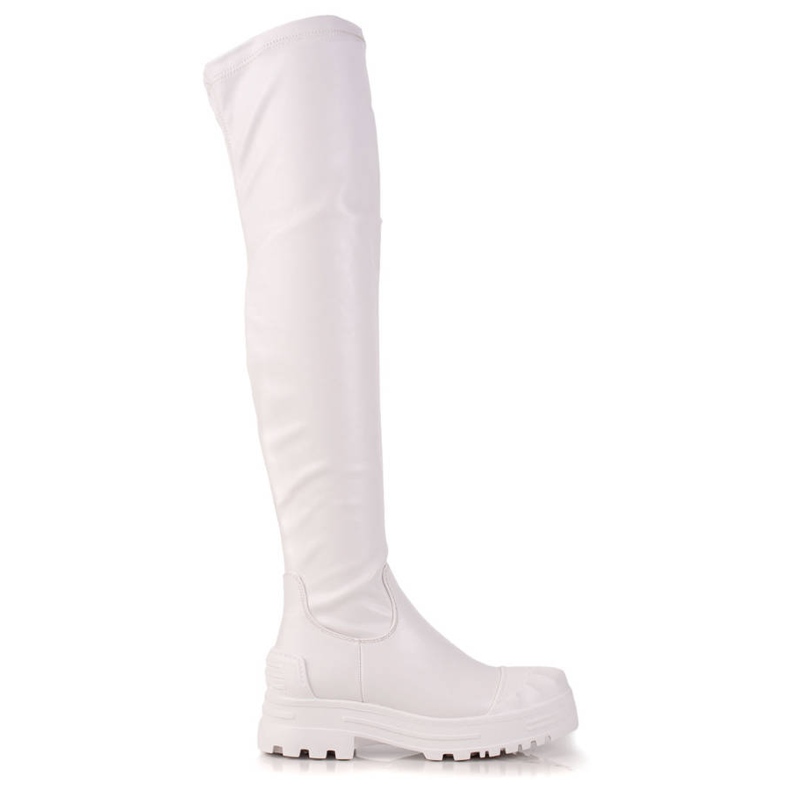Diamantique High Boots With Eco Leather white