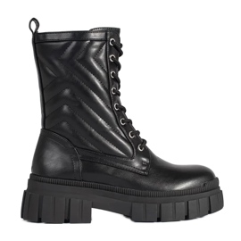 Trappers With Quilted Pattern black