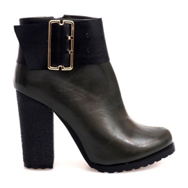 Elegant Boots With A Buckle On A Post 1742 Khaki black