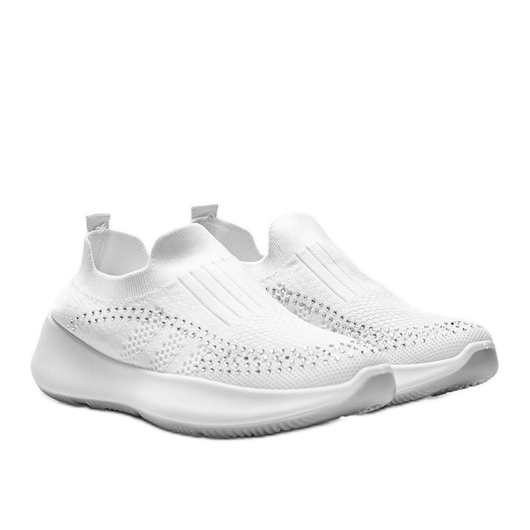 White sports shoes with Mia cubic zirconia