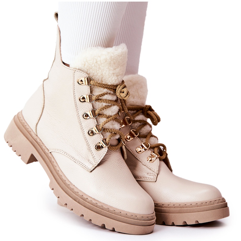 PF1 Leather Warm Boots Beige Khaleni PF1 Leather Warm Boots Beige Khaleni