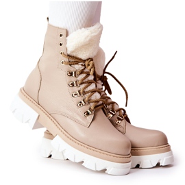 PF1 Warm Leather Boots Workery Beige Lecolly