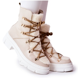 Warm Leather Boots Light Beige Nerisso Trappers Warm Leather Boots Light Beige Nerisso Trappers