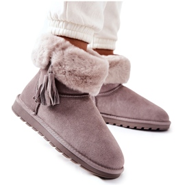 Women's snowfock insulated with gray fringes grey