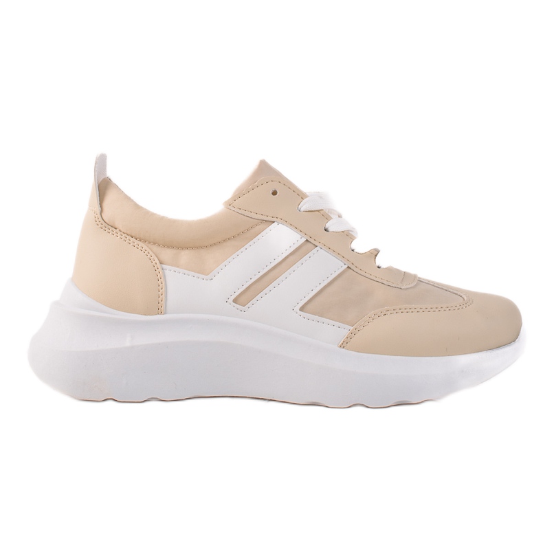Ideal Shoes Fashionable Sneakers With Stripes beige