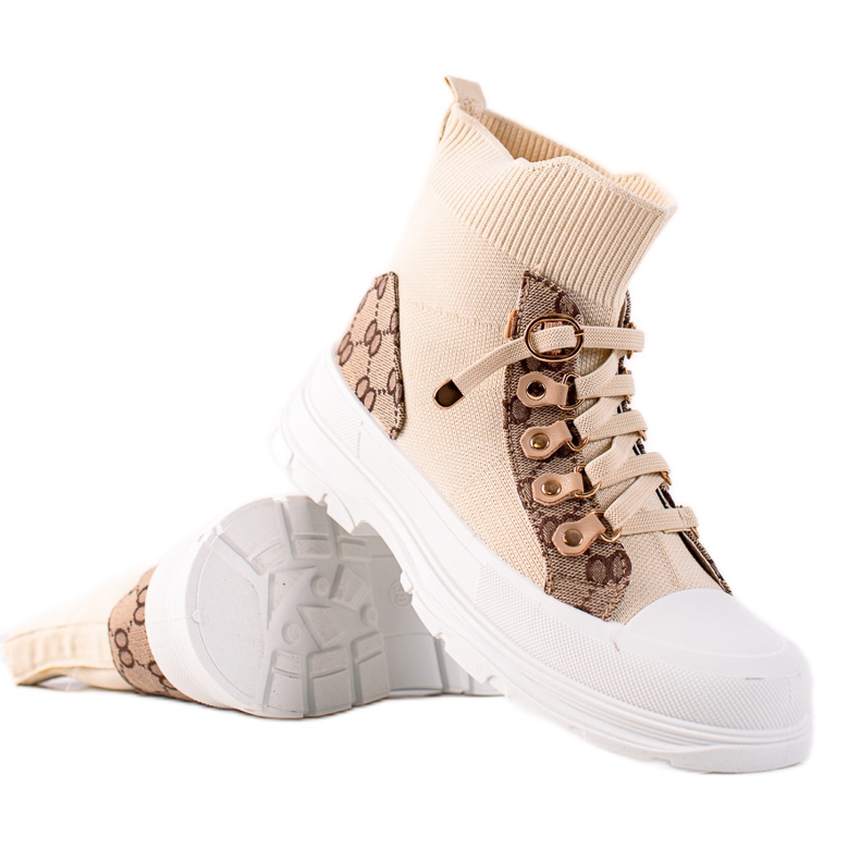 TRENDI High Sport Shoes beige brown TRENDI High Sport Shoes beige brown