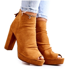 WS1 Boots On a Bar Open Toes Camel Adore orange
