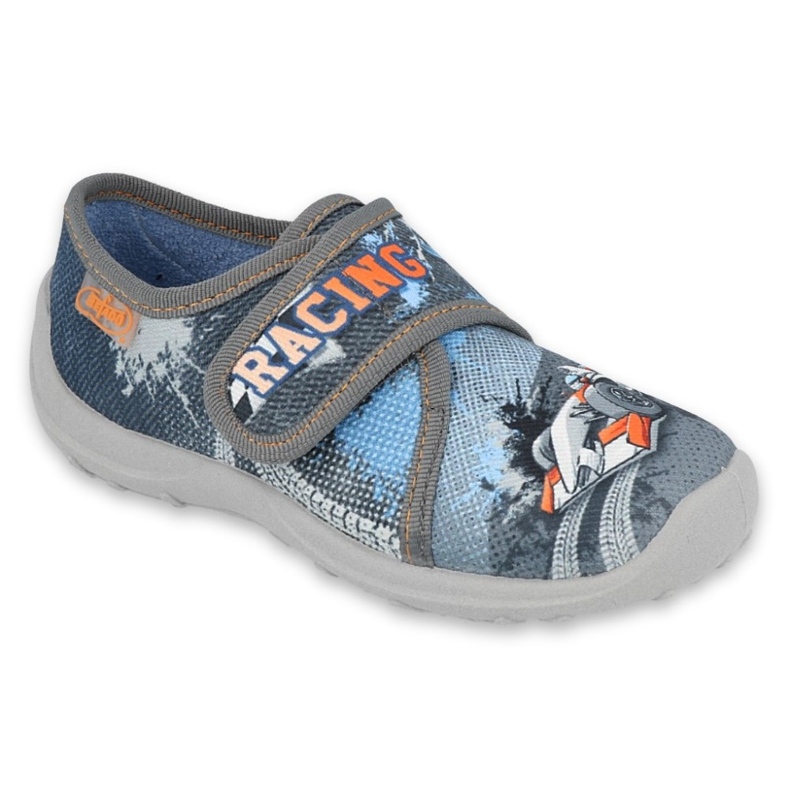 Befado children's slippers gray Velcro 560x156 blue
