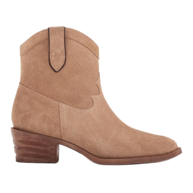 Marco Shoes Comfortable cowboy boots made of natural suede beige