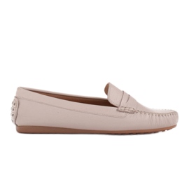 Marco Shoes Comfortable loafers made of soft leather beige