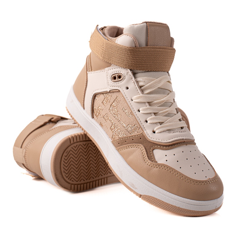 TRENDI Comfortable Velcro Sneakers beige brown