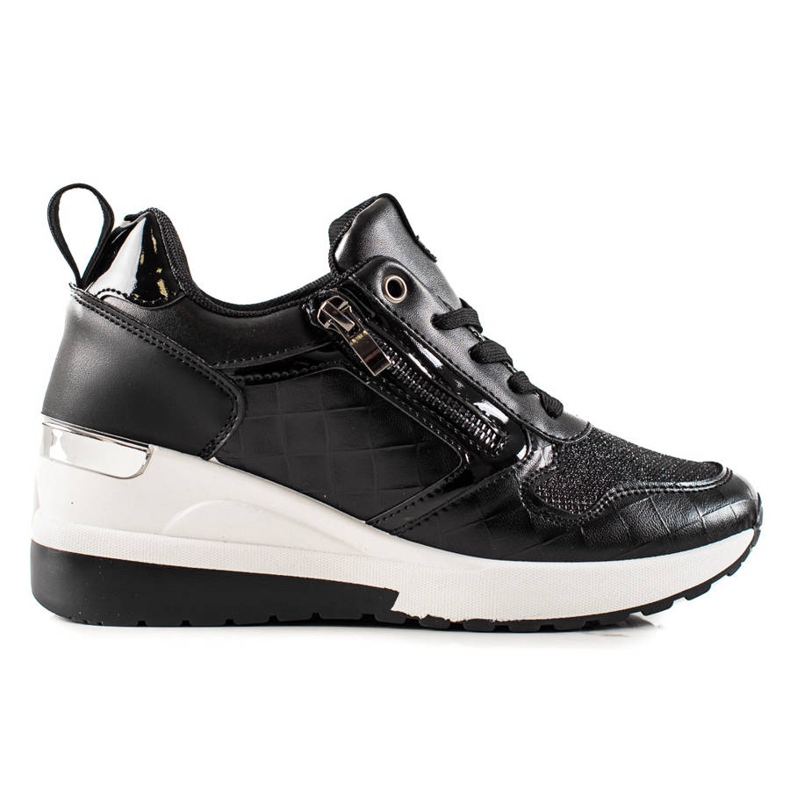 TRENDI Wedge Sneakers With Glitter black