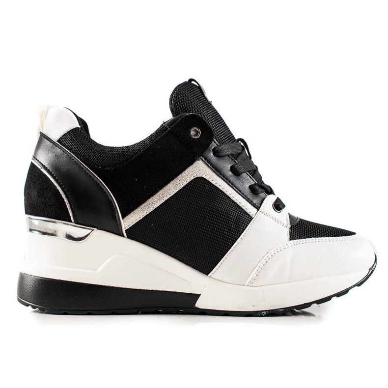 TRENDI Light Wedge Sneakers white black