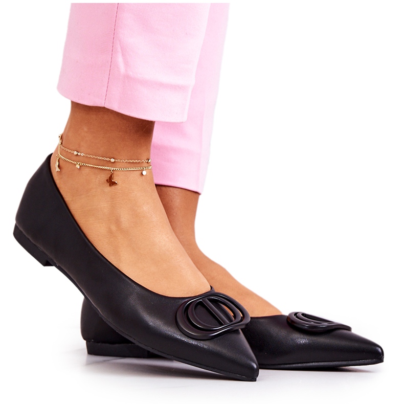 PS1 Leather Ballerinas In Spitz Black Rachelle