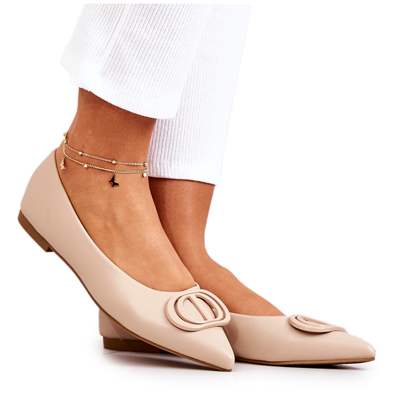 PS1 Leather Ballerina In Spitz Beige Rachelle