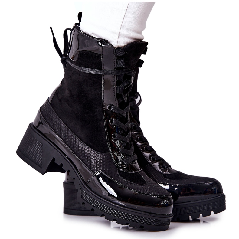 Black Meridiah leather boots