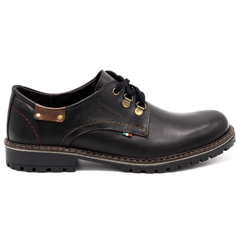 Olivier Men's leather shoes 812MP black with black underside