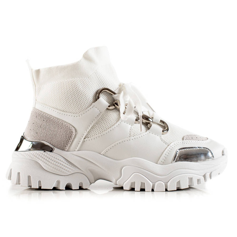 TRENDI Fashion Sneakers white silver grey