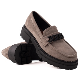 LA.FI gray suede loafers black grey