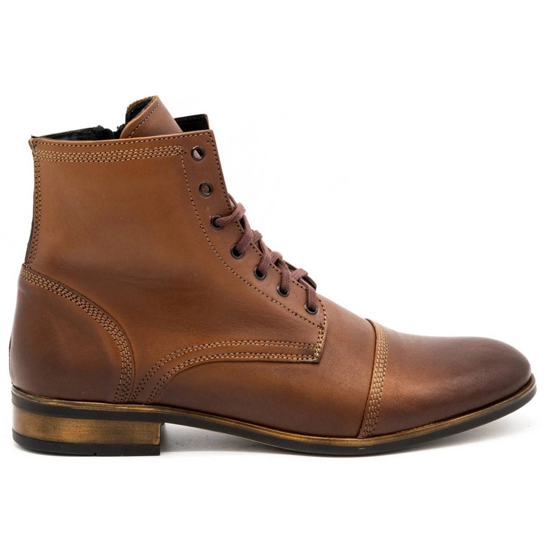 Olivier Men's leather Chelsea boots 287D Św brown