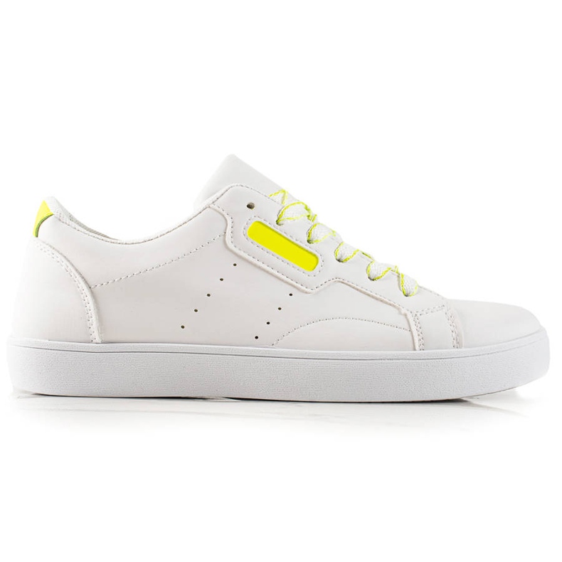TRENDI Light Sport Shoes Made Of Eco Leather white yellow TRENDI Light Sport Shoes Made Of Eco Leather white yellow