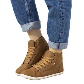 Brown ankle-high Chartier sneakers