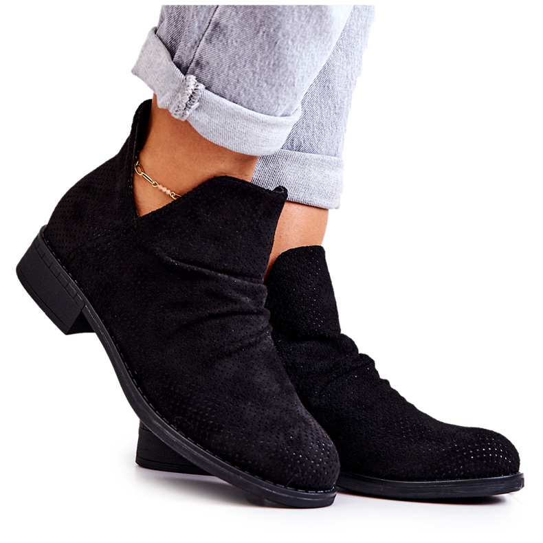 PS1 Openwork crinkled boots Black Cynthia