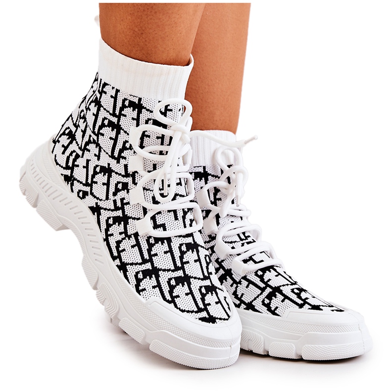 FM1 Black and white Kandice socks sports shoes