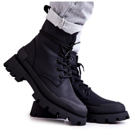 Leather Warm Boots Tied Black Racquell