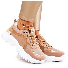 FS2 Sneakers On The Platform Brown Sallie beige golden FS2 Sneakers On The Platform Brown Sallie beige golden