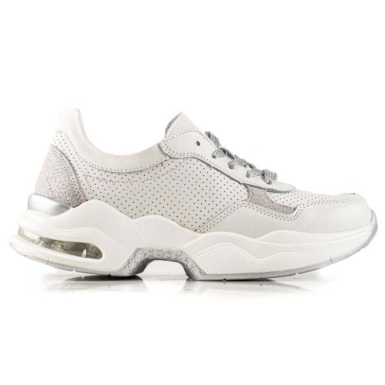 Goodin Openwork Leather Sneakers white silver Goodin Openwork Leather Sneakers white silver