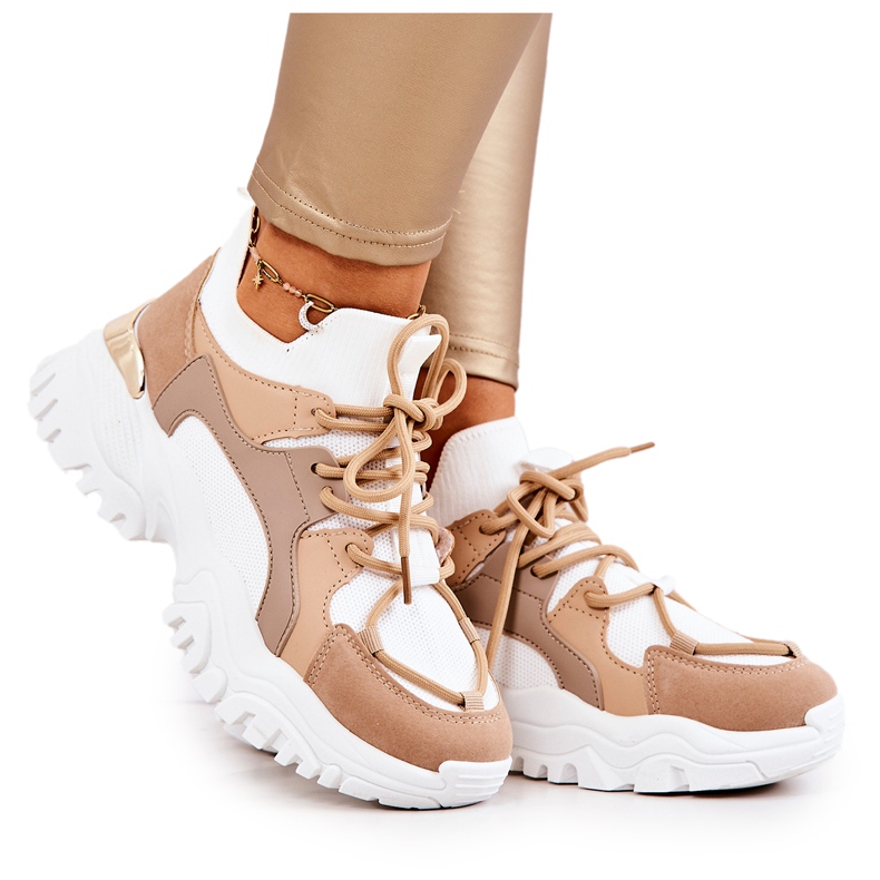 FS2 Sport Shoes Sneakers Socks Beige and White Colleen FS2 Sport Shoes Sneakers Socks Beige and White Colleen