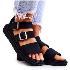 FM1 Black Reese Buckle Sandals