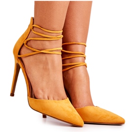 PS1 Elegant Suede Yellow High Heels Loveth