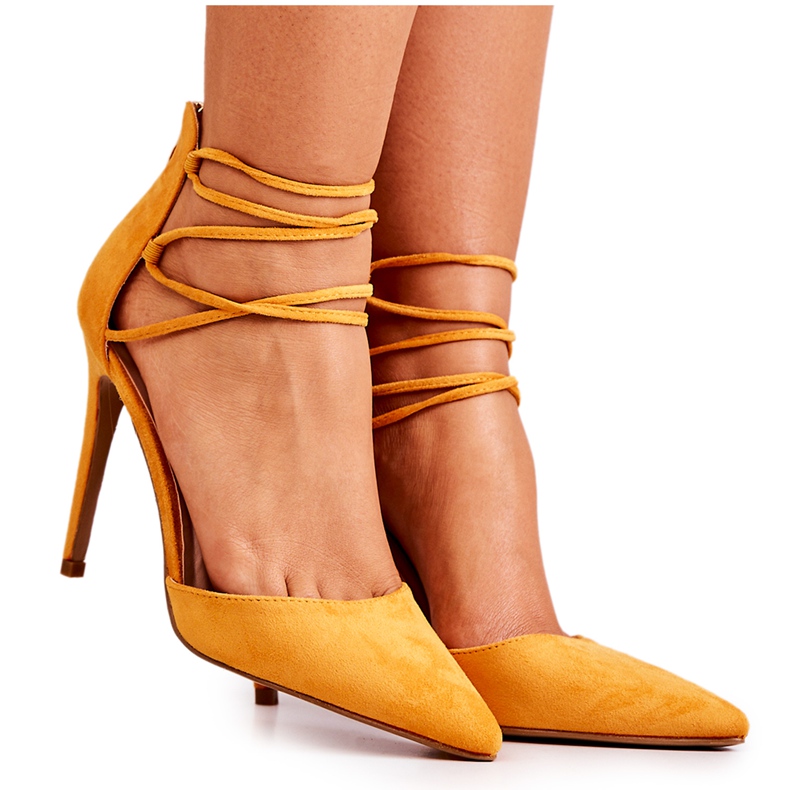 PS1 Elegant Suede Yellow High Heels Loveth