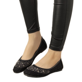 Pink lace ballerinas with East Side cubic zirconia black
