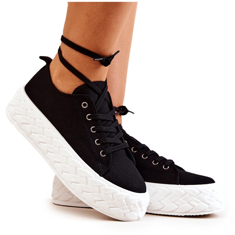 PS1 Sneakers On A Massive Black And White Suzane Platform