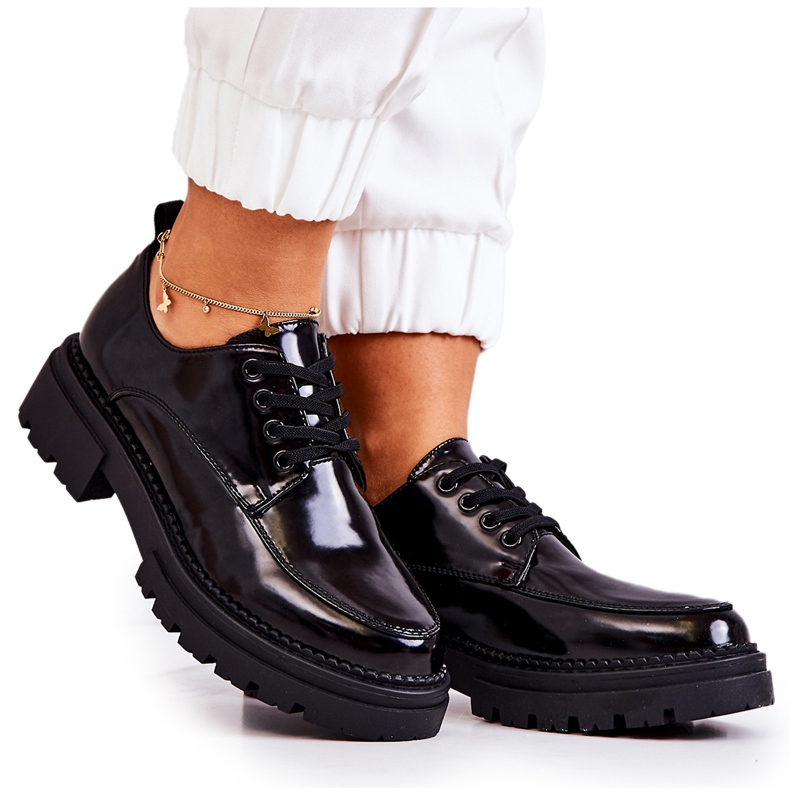 PL5 Lacquered Lace-up Shoes La.Fi Black Joselin